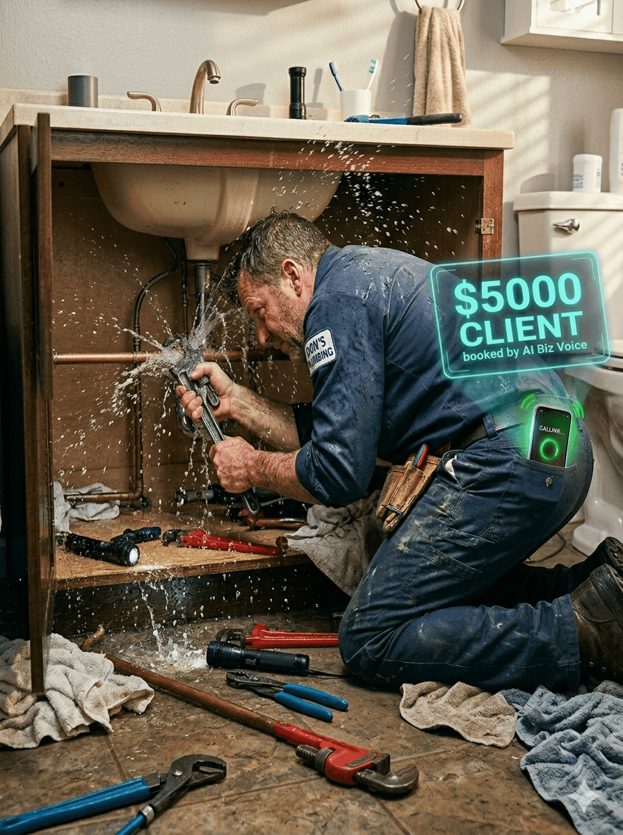 Plumbing professional with a new job booked through AI Biz Voice
